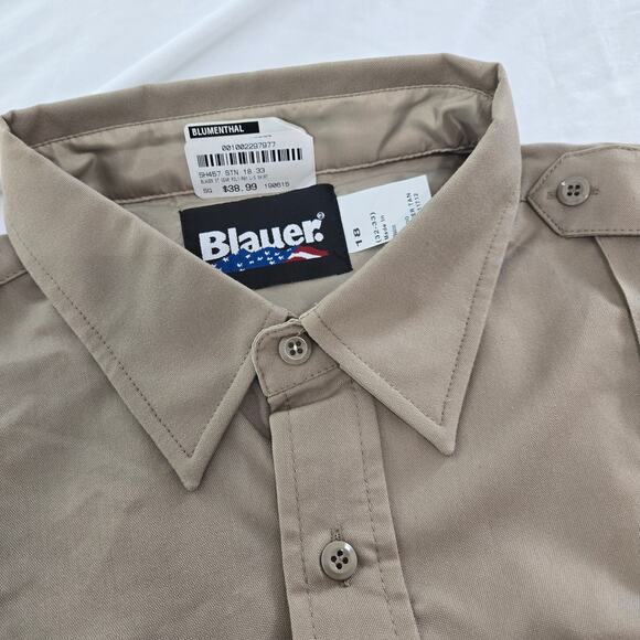 Blauer Long Sleeve Tactical Shirt Mens ZIP FRONT Size 18 32-33 Silver Tan Khaki - Picture 5 of 9